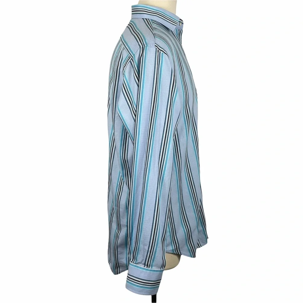 Thomas Dean Men's Long‎ Sleeve Button Down Multi-Colored Vertical Striped XL - Picture 4 of 7